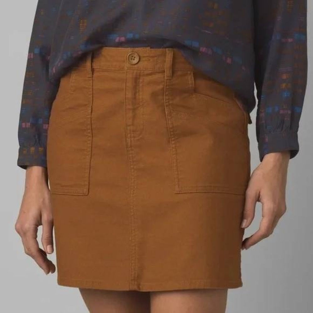 Prana Nikit Skirt Size 2 Brown Cargo Pocket Casual Womens A-Line‎ Gorpcore